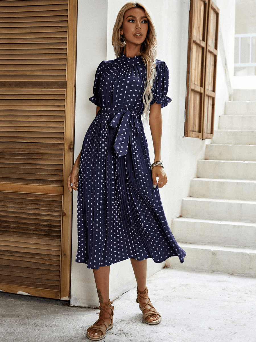 BFZY Evergreen Polka Dot Midi Dress Navy L Navy