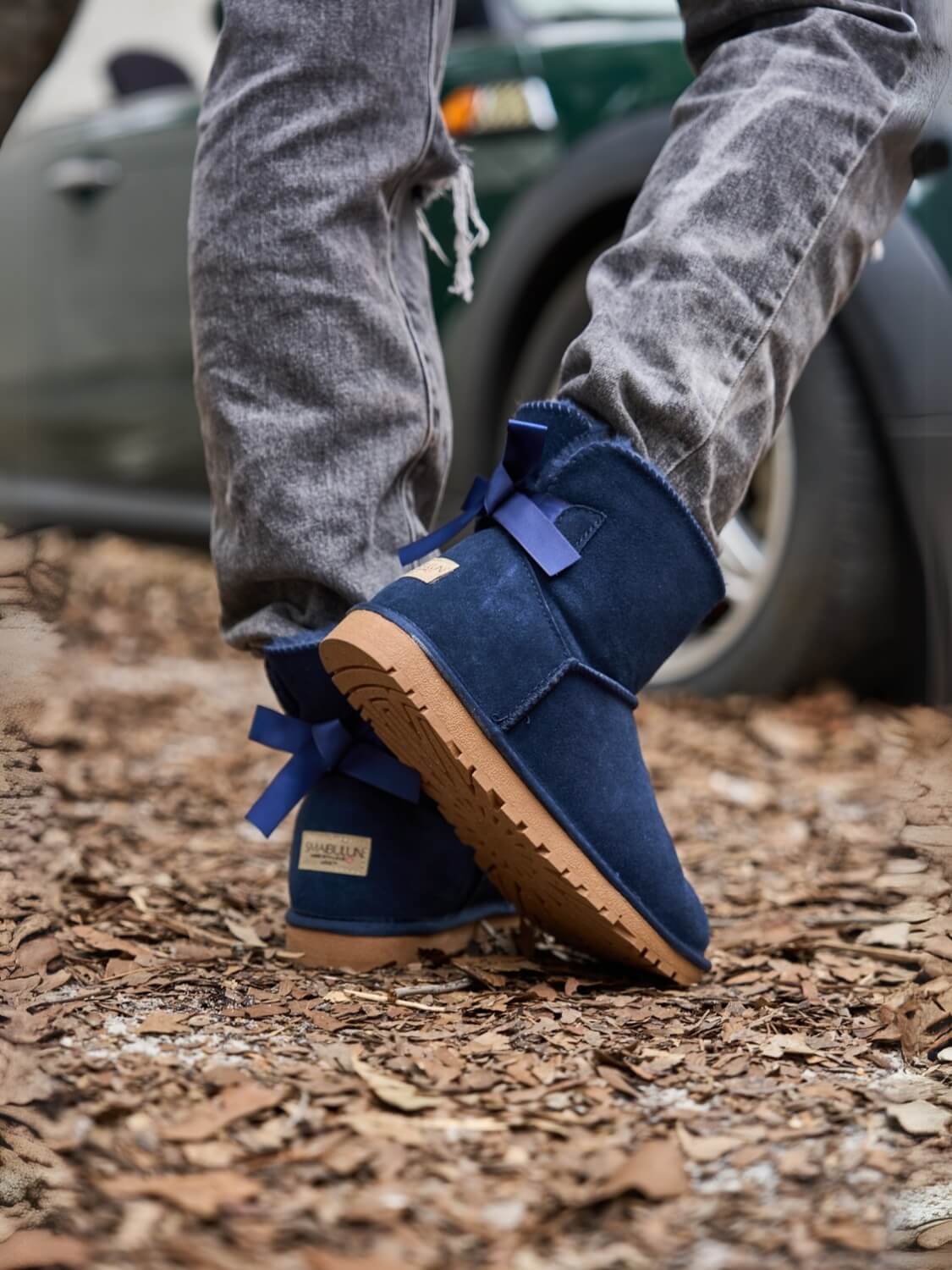 UGG ネイビー モカシン リボン付き SMAIBULUN Ugg | Bailey Bow Ugg Mini Boots - Navy