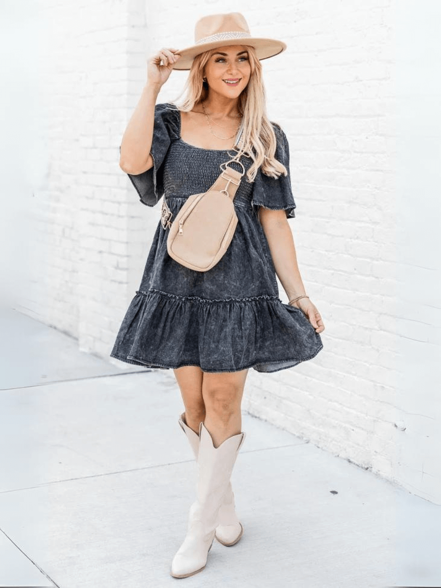 Sonesta Babydoll Denim Mini Dress
