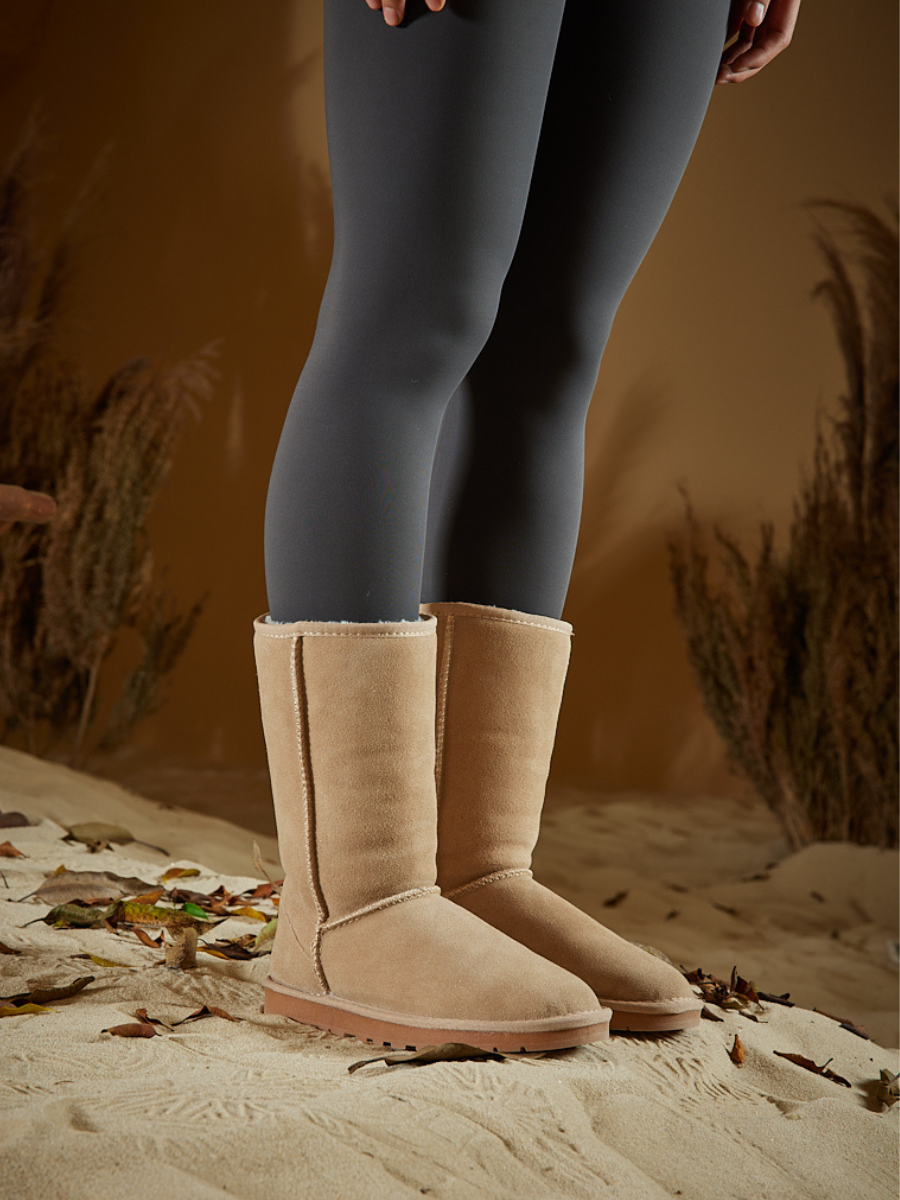 SMAIBULUN Ugg At Your Leisure Suede Mid Calf Boots Sand