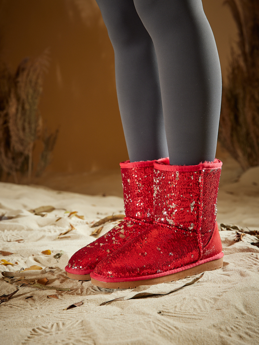 Smaibulun Ugg | Dallas Glam Sequin Shearling Boots - Red