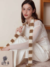 Dachshund Color Block Scarf - khaki