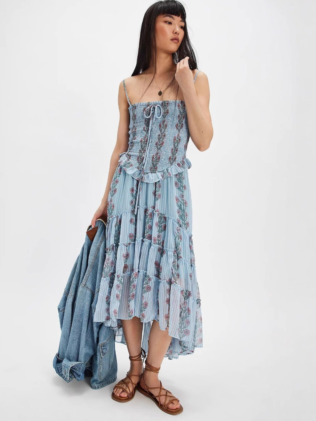 floral print tiered midi dress Simonah Floral Printed Tiered Midi Dress