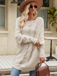 Easy Does It Ripped Knit Sweater - Beige