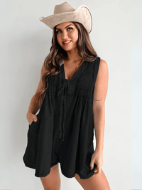 Texas Babydoll Denim Romper - Black