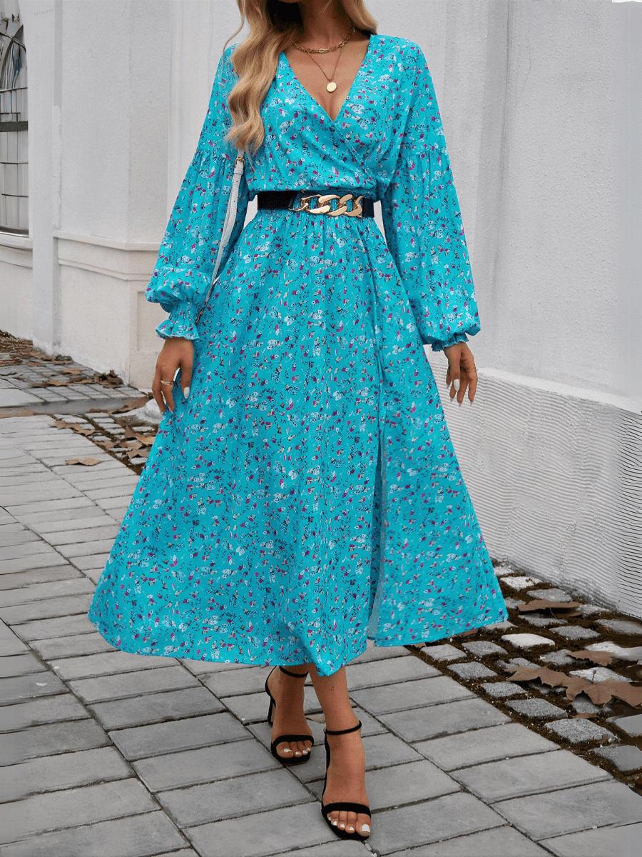 floral print tiered maxi dress Lisette V-Neck Floral Print Tiered Maxi Dress