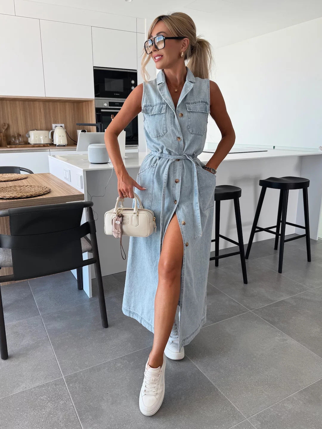 Sierra Serenade Denim Maxi Dress