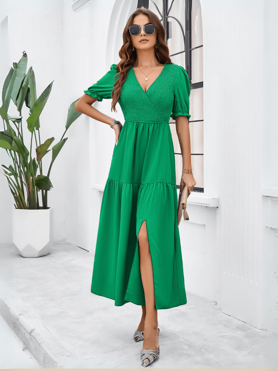 Meadow Smock Midi Dress - Green SMAIBULUN Meadow Smock Midi Dress - Green SMAIBULUN