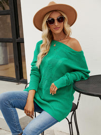 Easy Does It Ripped Knit Sweater - Green