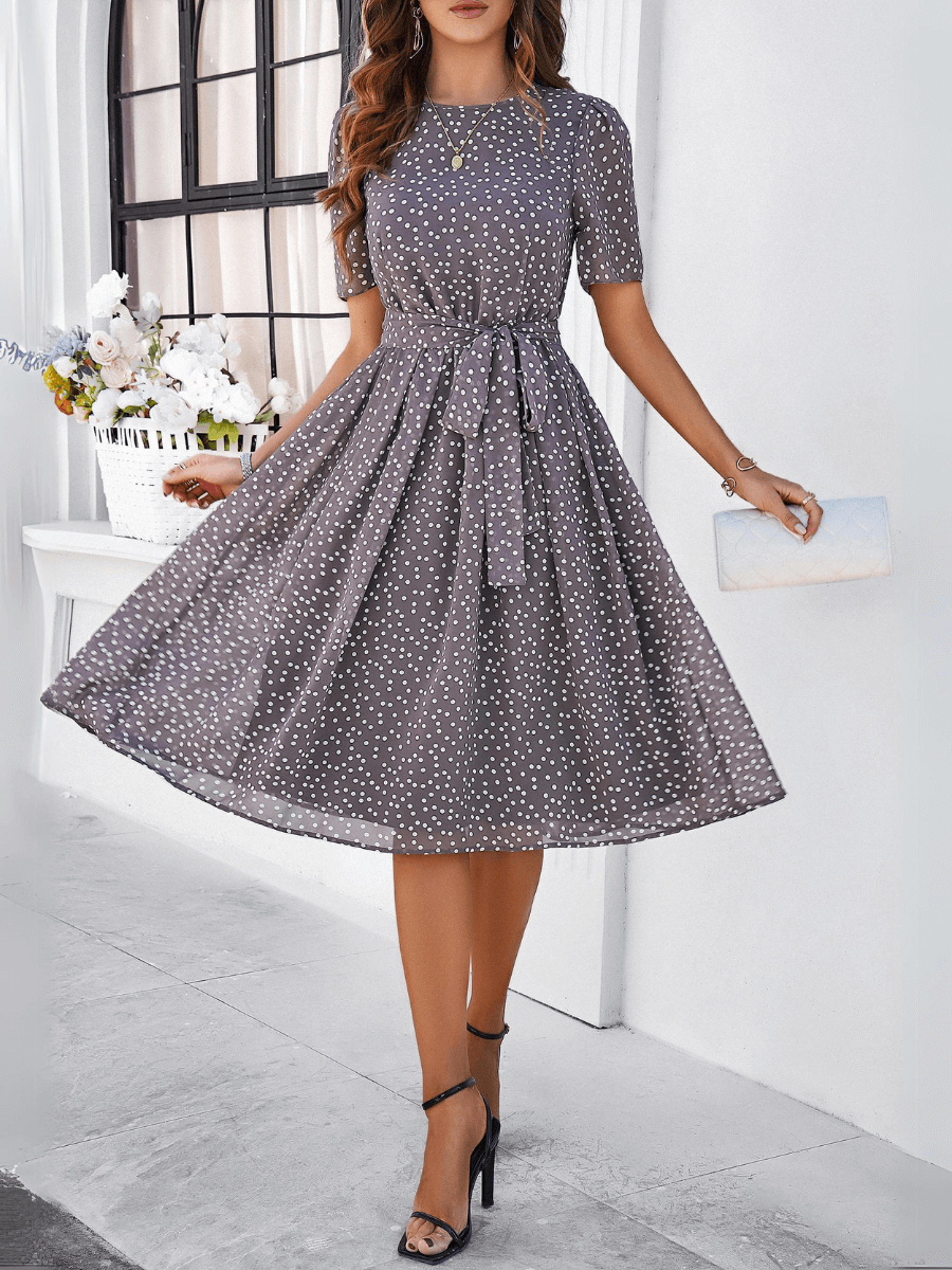 Polka dot fashion midi tea dress