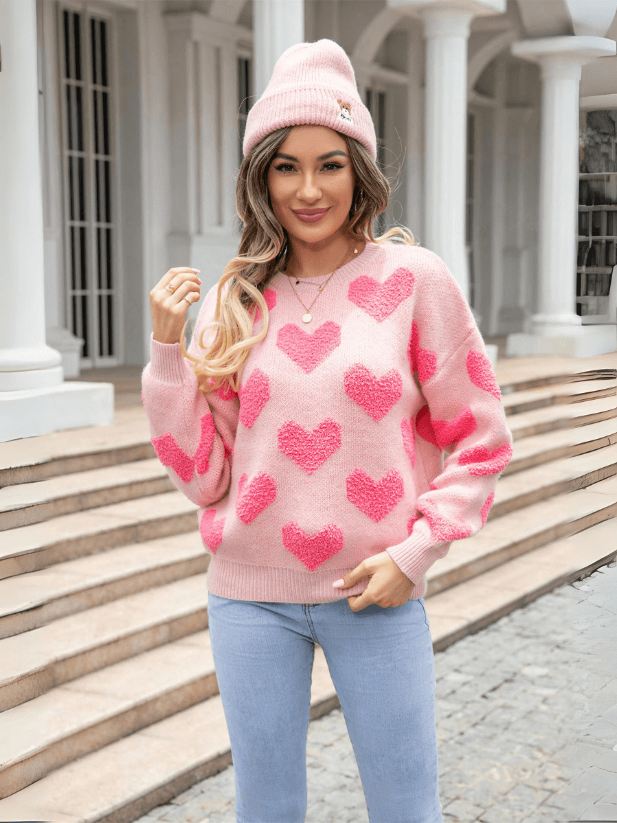 Love Sender Oversized Heart Sweater Pink SMAIBULUN