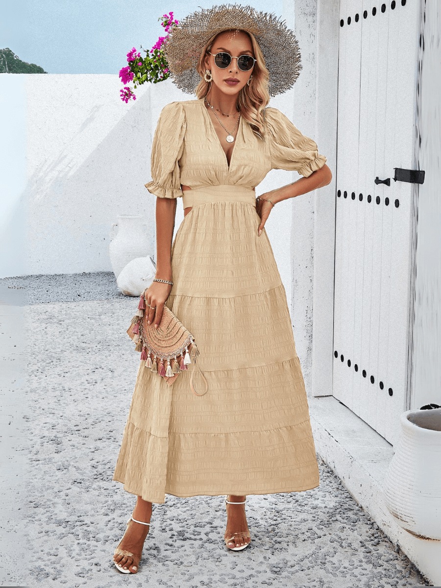 Open Back Midi Dress Khaki / XL