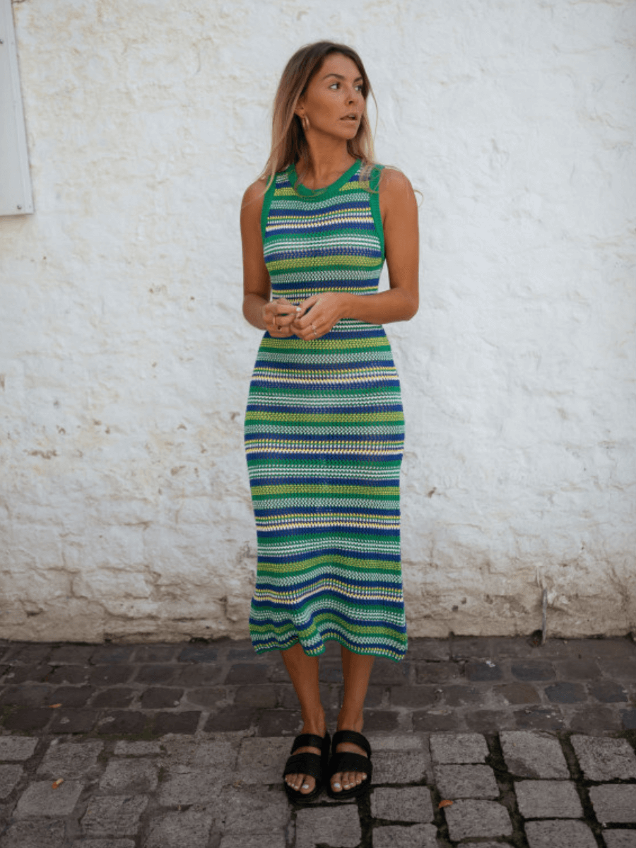 VACAYS CHEVRON KNIT MIDI DRESS