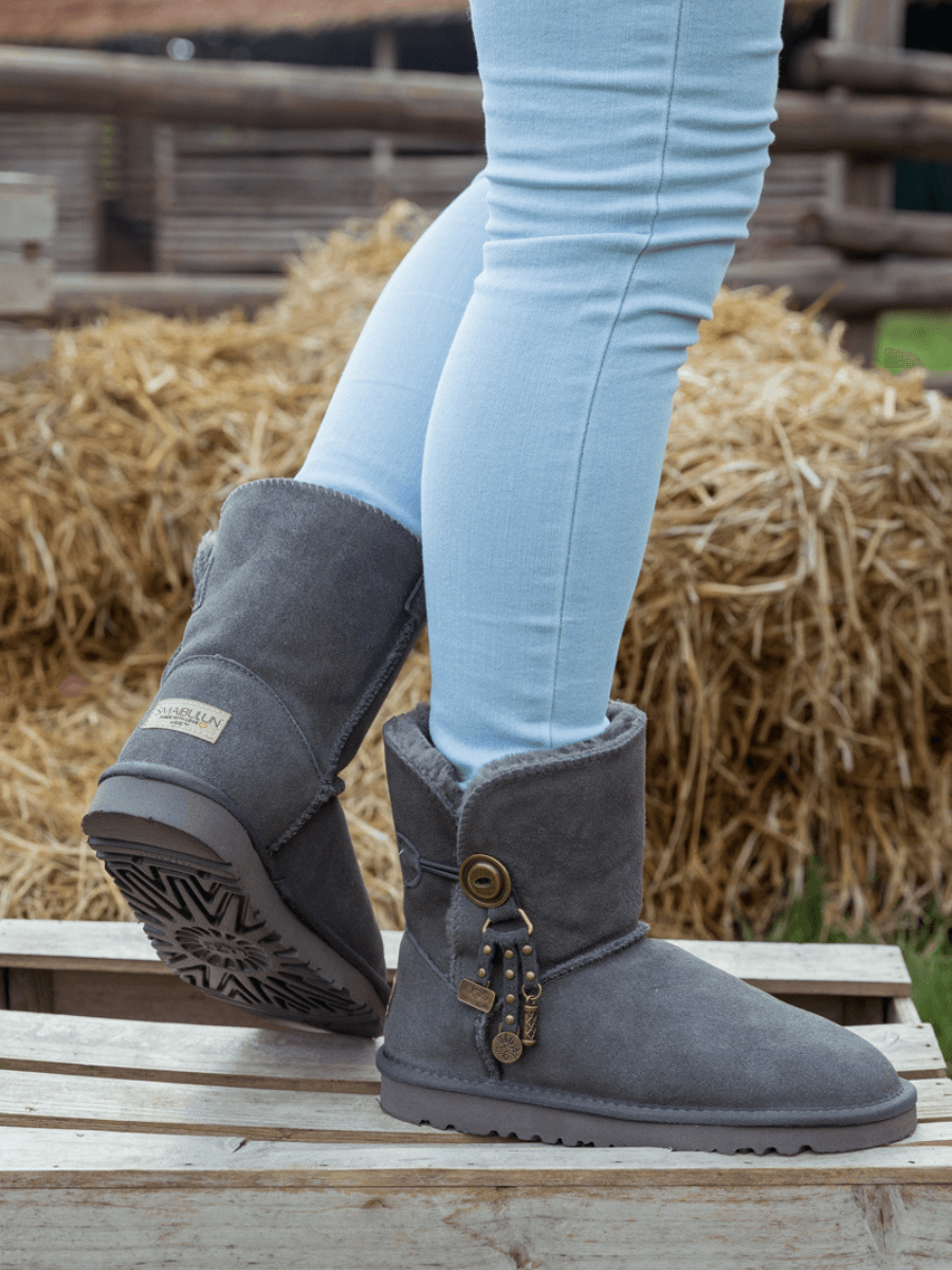 Grey fur top ugg boots