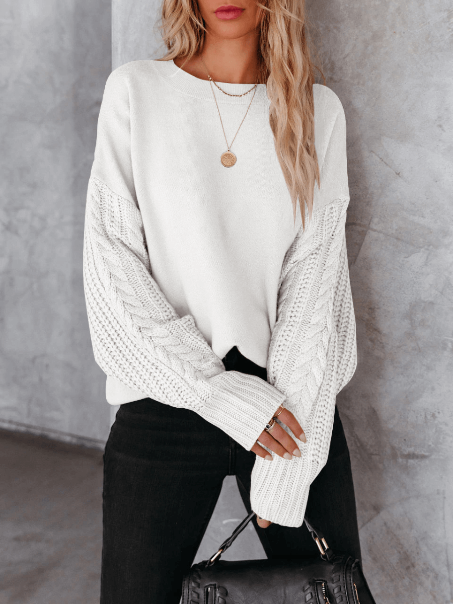 Sweater with braided sleeves hotsell