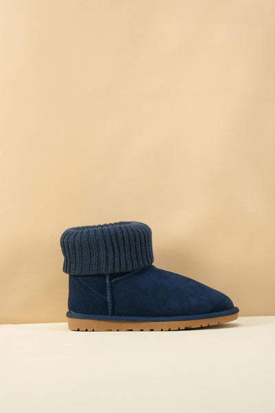 SMAIBULUN Ugg | Ankle Knit Stocking Mini Boots - Navy