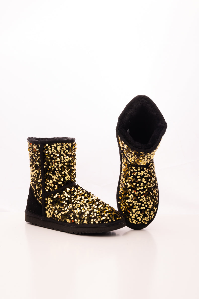 Smaibulun Ugg Dallas Glam Sequin Shearling Boots Gold SMAIBULUN