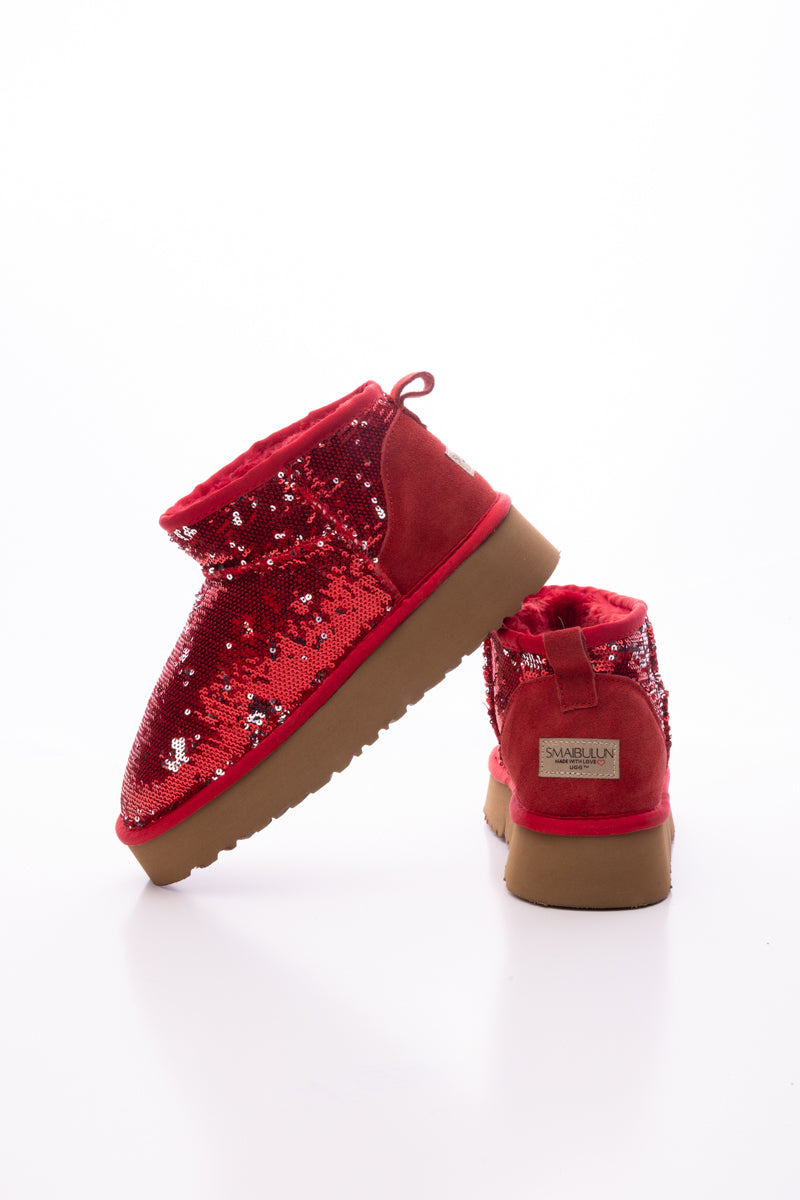 Smaibulun Ugg  Dallas Glam Sequin Shearling Boots - Red – SMAIBULUN