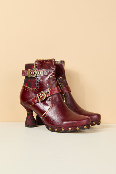 Soffia | Rosy Romance Leather Ankle Boots