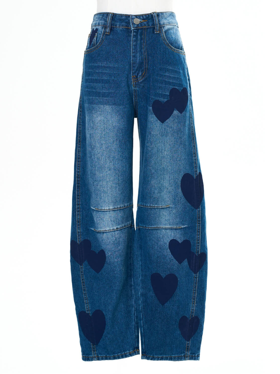 Classic Mid Waisted Barrel Jeans - blue