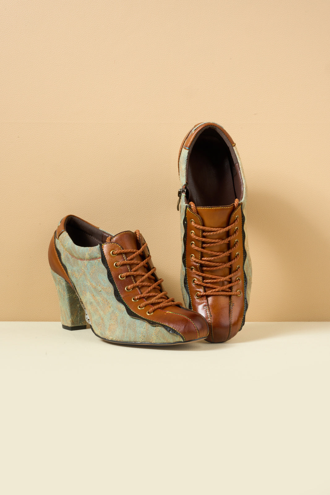 Soffia | Meye Vintage Canvas Rips Leather Brogues