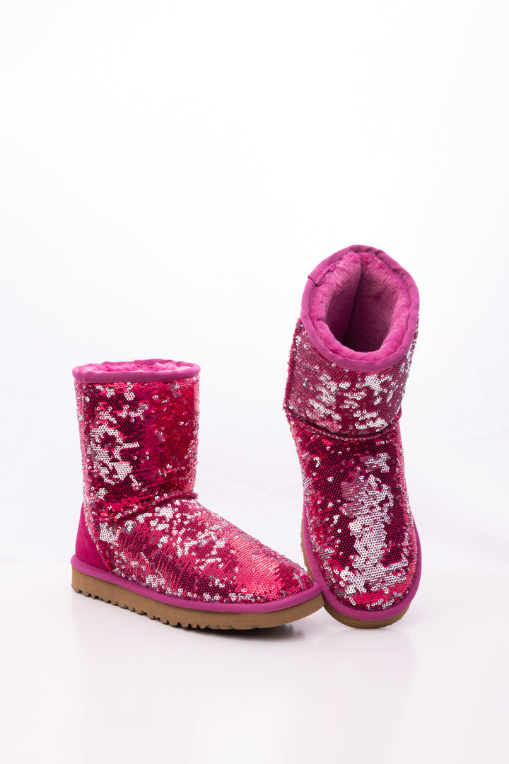 Pink shiny uggs best sale