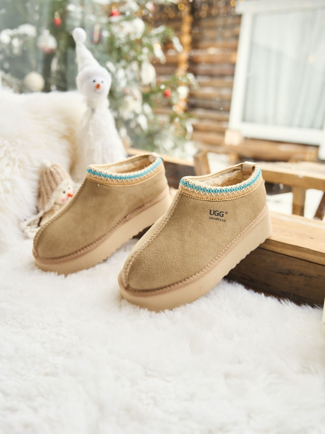 Smaibulun Ugg | Tassie X Tasman Platform Slipper Boot - taupe