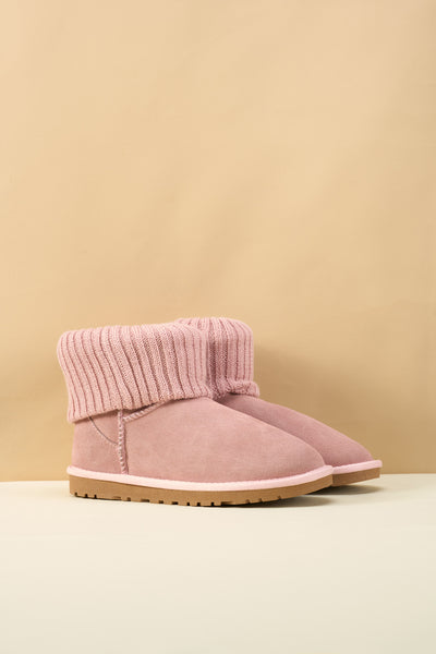 SMAIBULUN Ugg | Ankle Knit Stocking Mini Boots - Pink