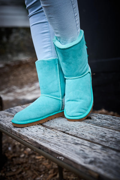 SMAIBULUN Ugg | Rhinestone Dual Bailey Bow Glam Ugg Boots - turquoise