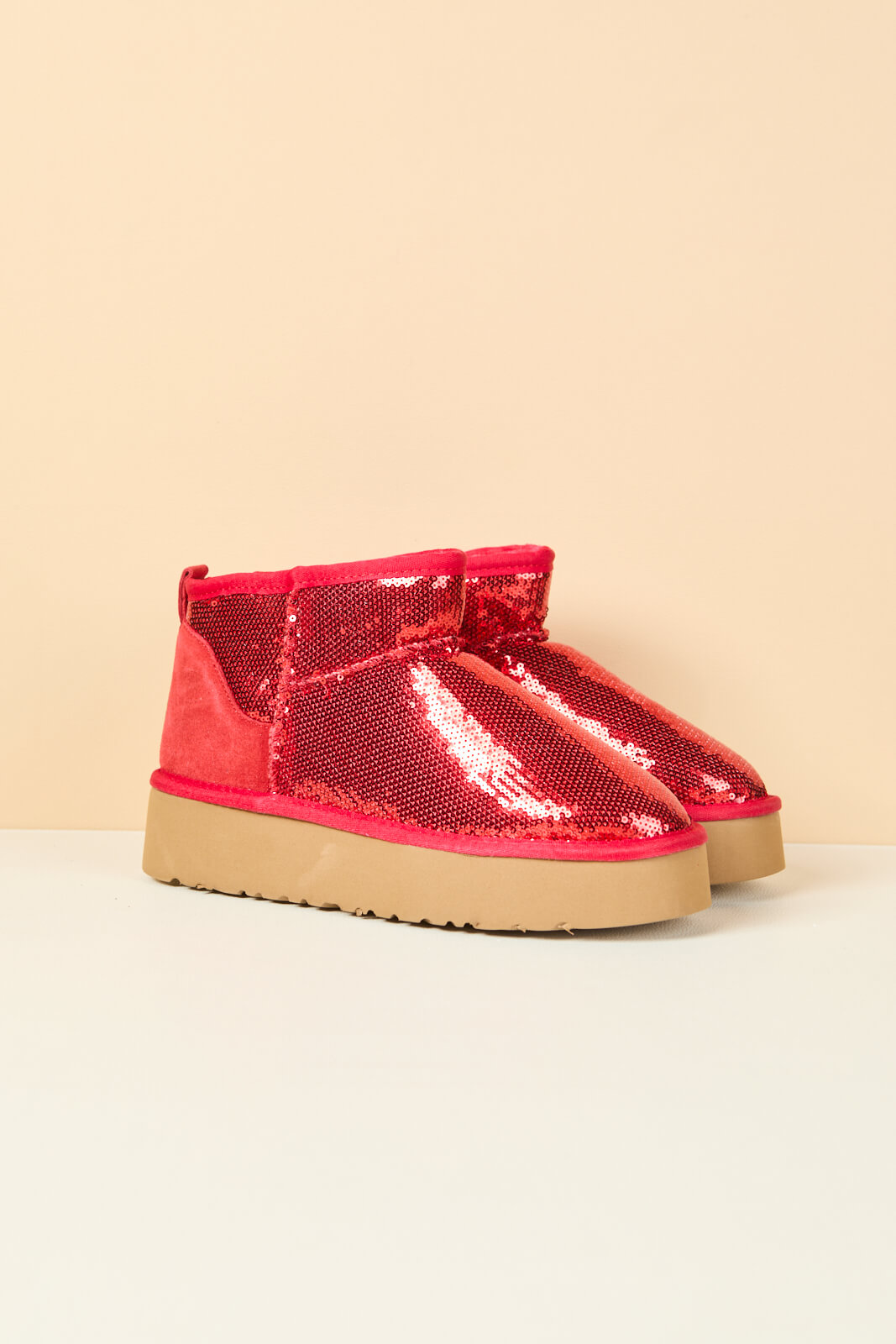 Smaibulun Ugg | Mini Glitter Low Ankle Platform Boots - candy