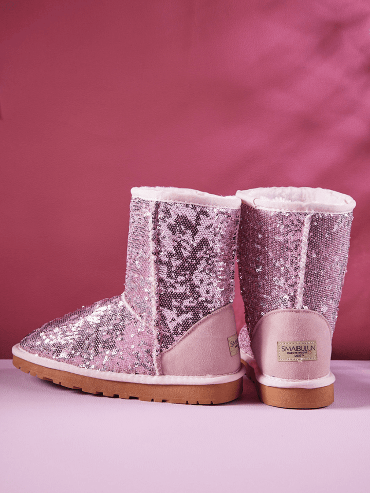 Ugg 2024 kids sequin knit boots pink