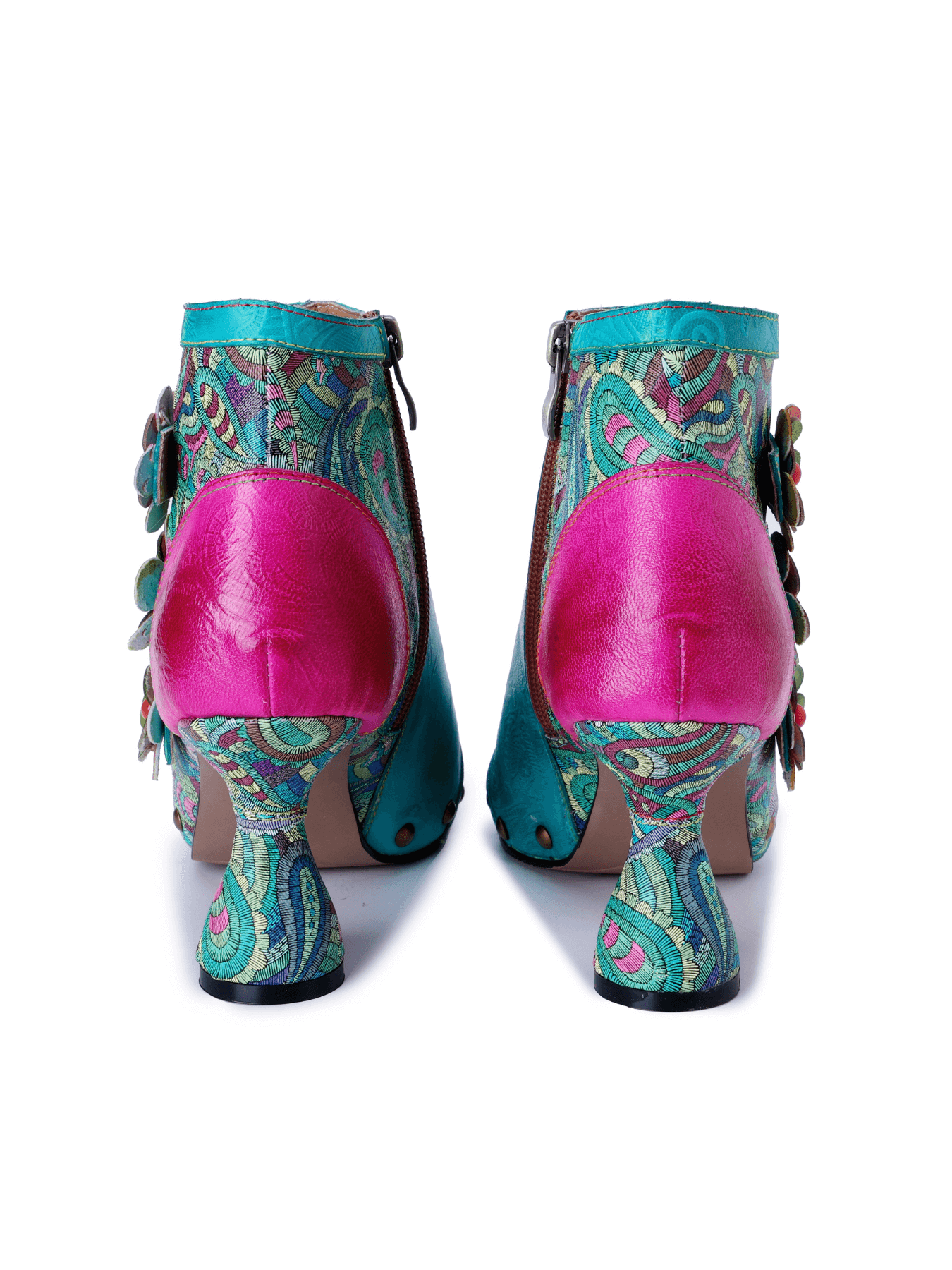 Soffia | Catherine Floral Appliqued Leather Heels