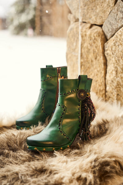 Soffia | Christmas Ocean Breeze Tassel Leather Ankle Boots