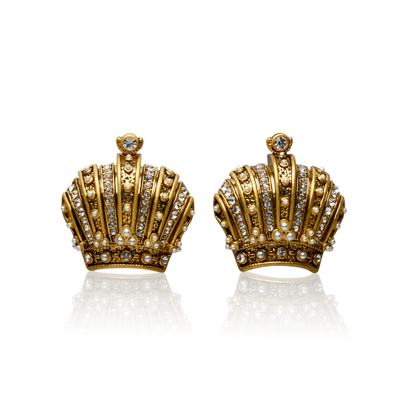 Imperial Crown Rhinestone Embellished Stud Earrings