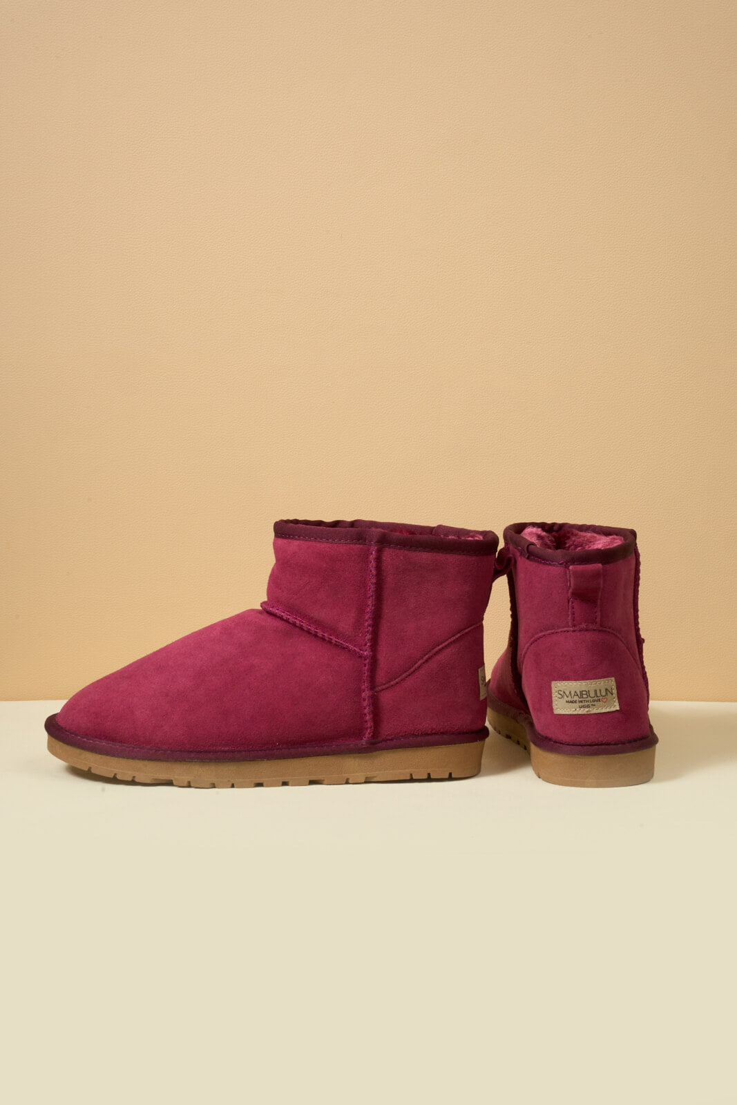 SMAIBULUN Ugg | Faux Fur-Lined Classic Short Ugg Boots - claret