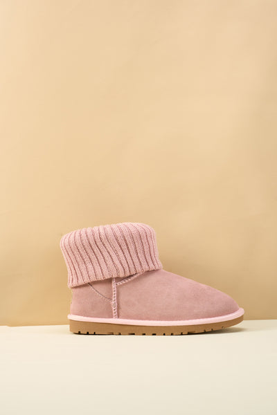 SMAIBULUN Ugg | Ankle Knit Stocking Mini Boots - Pink