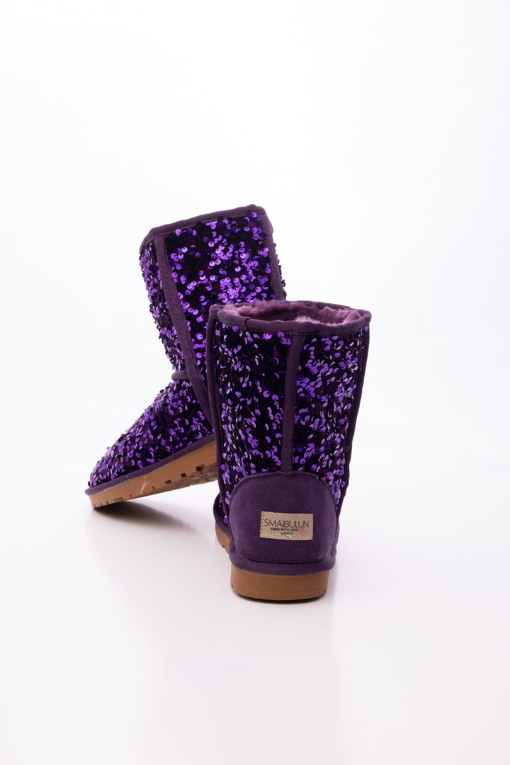 Authentic ugg girls purple velvet glitter butte ll shearling boots deals size 4