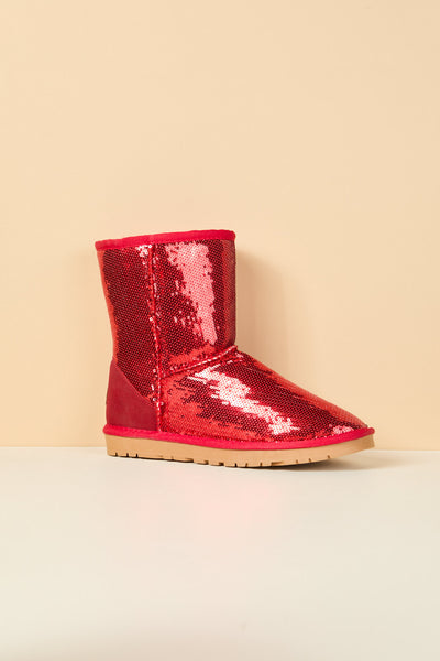 Smaibulun Ugg | Dallas Glam Sequin Shearling Boots - crimson