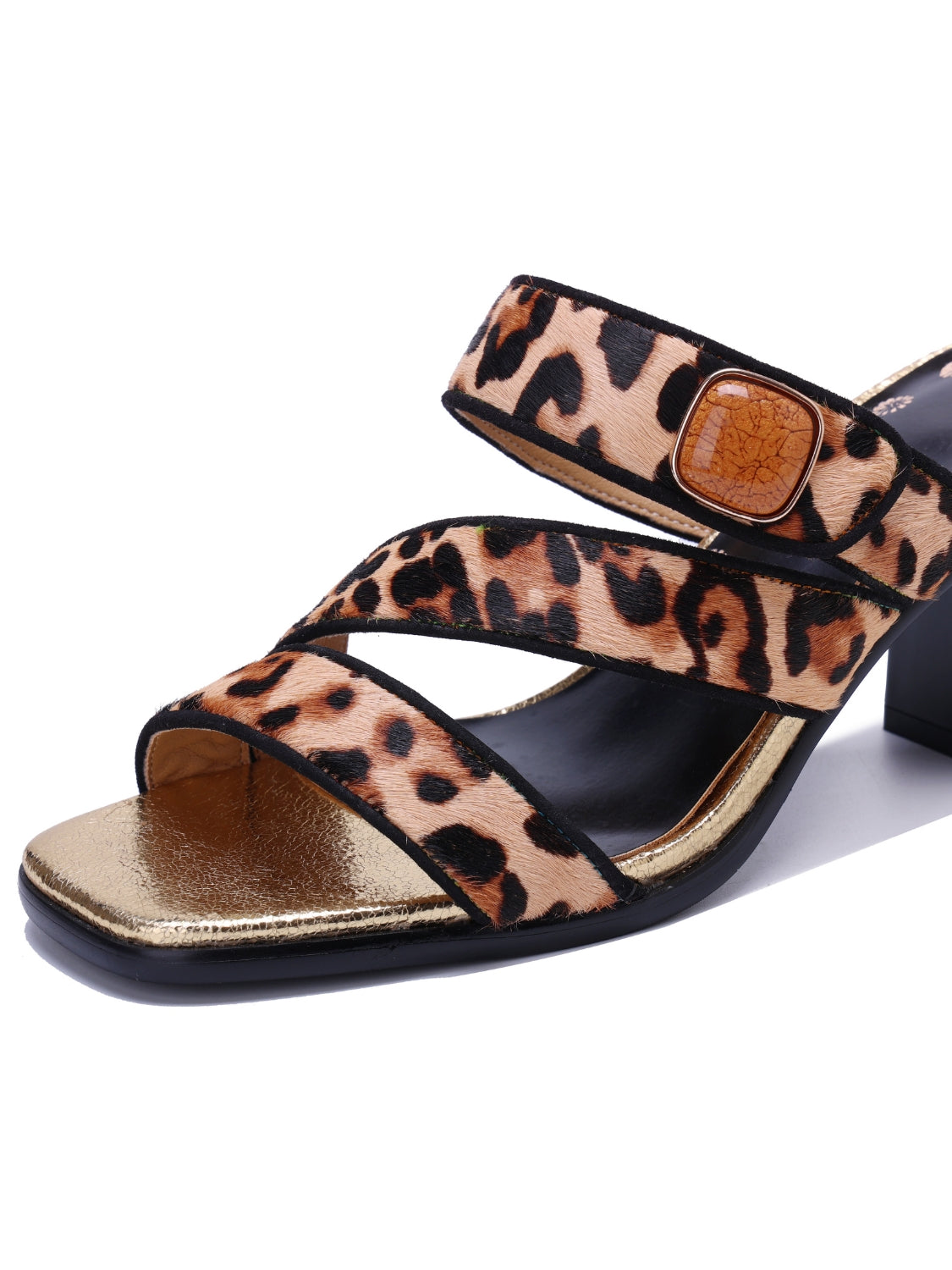 Soffia | Gabrella Leopard Leather Slides