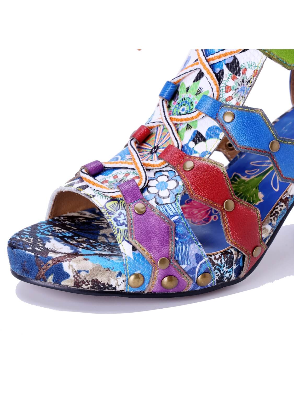 Soffia | Modern Day Color Leather Studded Heels