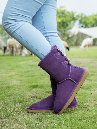 SMAIBULUN Ugg | SEQUIN BLING BALLET BOW BOOTS - VIOLET