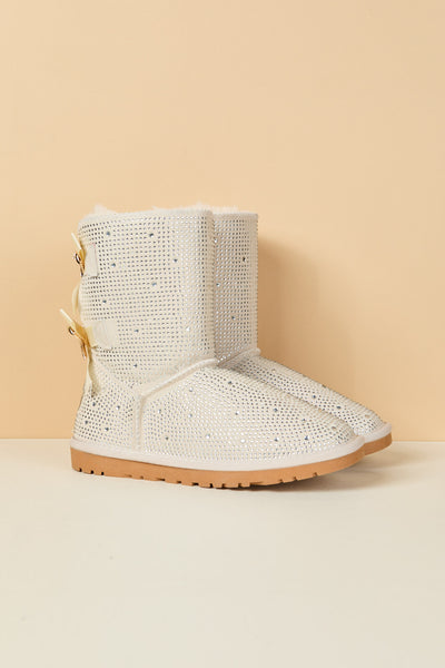 SMAIBULUN Ugg | Tay Tay Shine On Stage Diamond Bows Suede Boots - cream