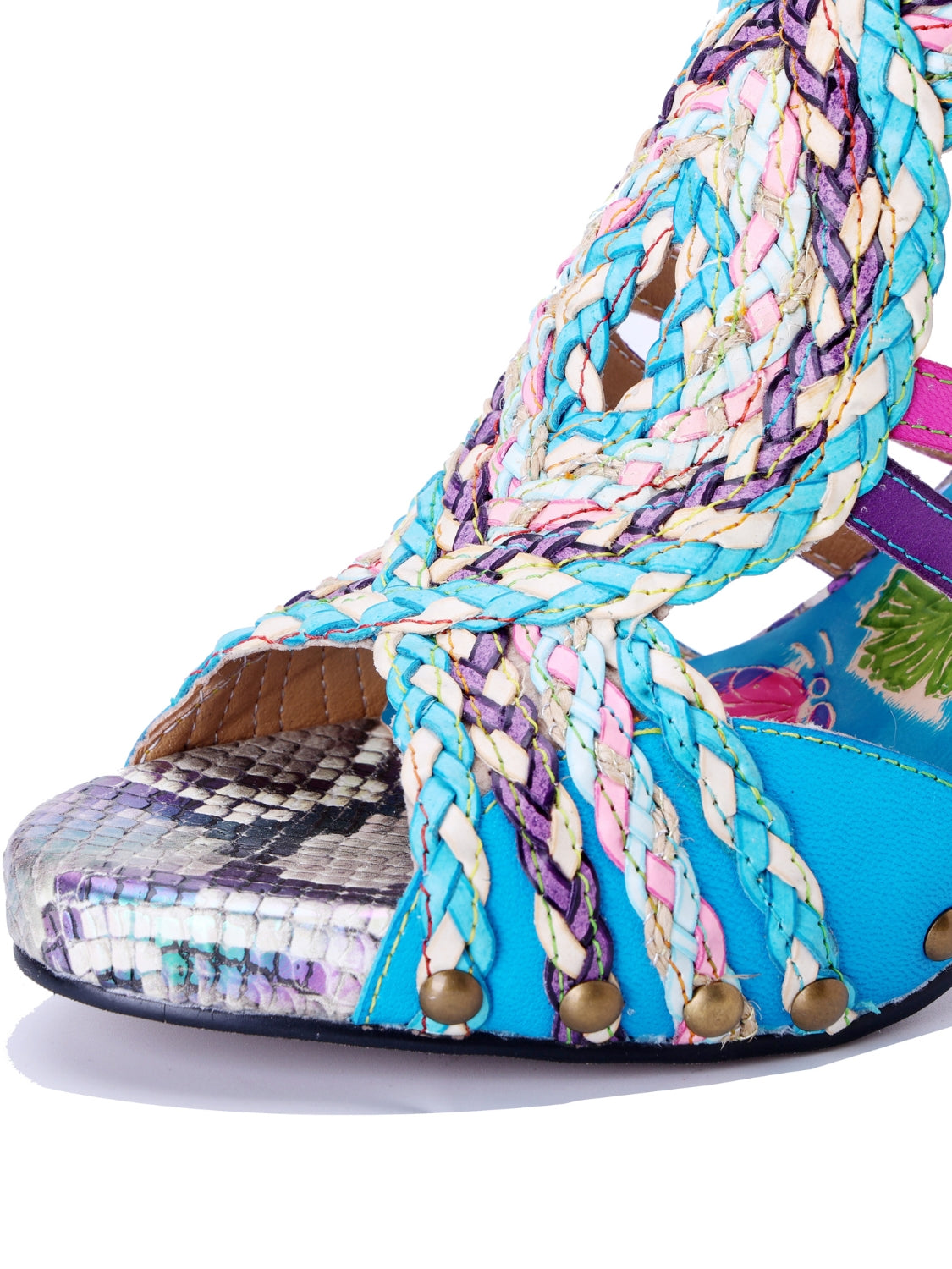 Soffia | Carrington Woven Upper Leather Studded Sandals