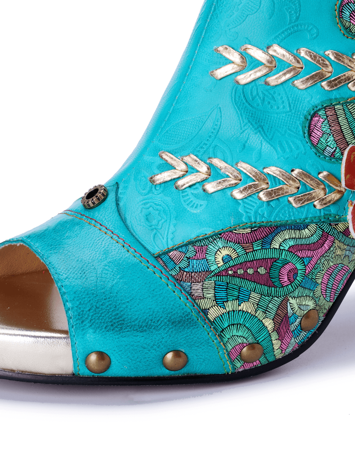 Soffia | Catherine Floral Appliqued Leather Heels