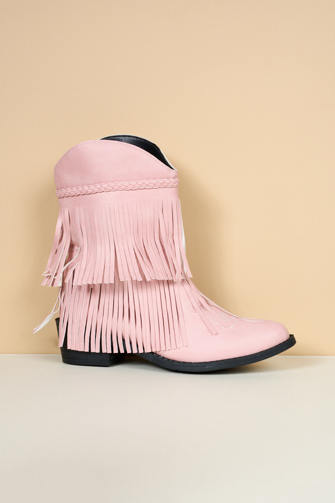 En Bloom | Jelena Fringe Western Cowboy Boots - Pink