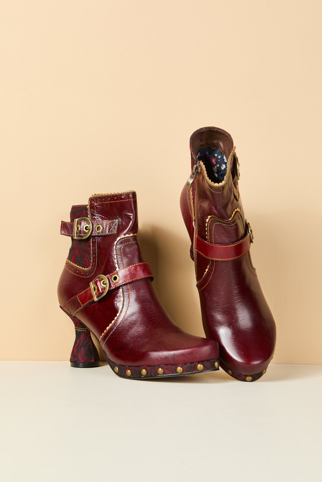 Soffia | Rosy Romance Leather Ankle Boots