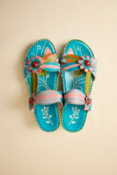 Soffia | Vaughn Floral Applique Leather Sandals