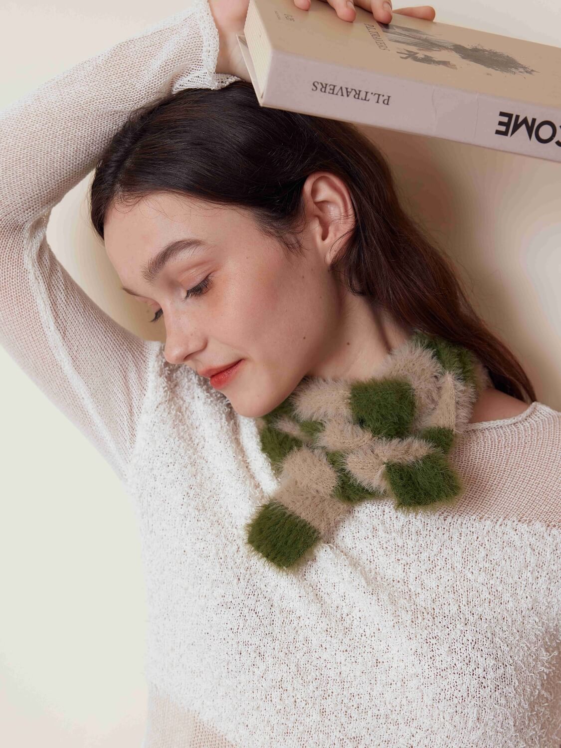 Dachshund Color Block Scarf - olive