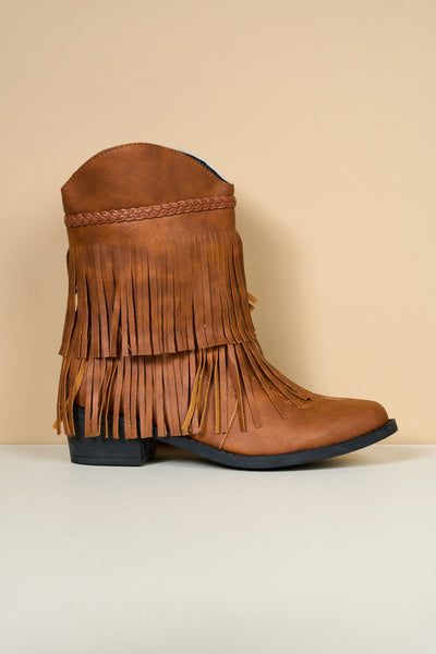 En Bloom | Jelena Fringe Western Cowboy Boots - Brown