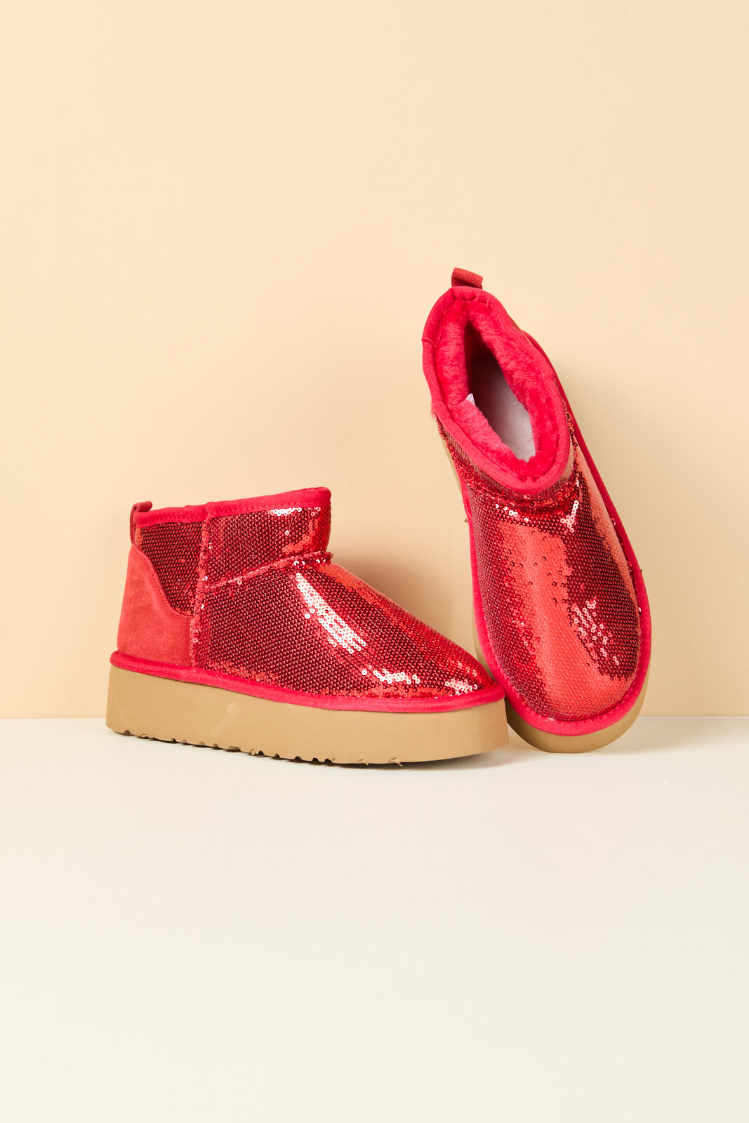 Smaibulun Ugg | Mini Glitter Low Ankle Platform Boots - candy